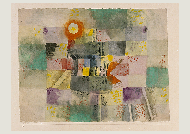 Paul Klee, D. Garten zur roten Sonnen blume, 1924, 12, Aquarell auf Papier auf Karton, 31,8 x 41,4 cm, Zentrum Paul Klee, Bern, Museumsstiftung für Kunst der Burgergemeinde Bern